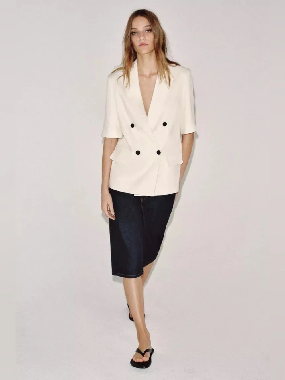 ZARA SHORT SLEEVE LINEN BLAZER